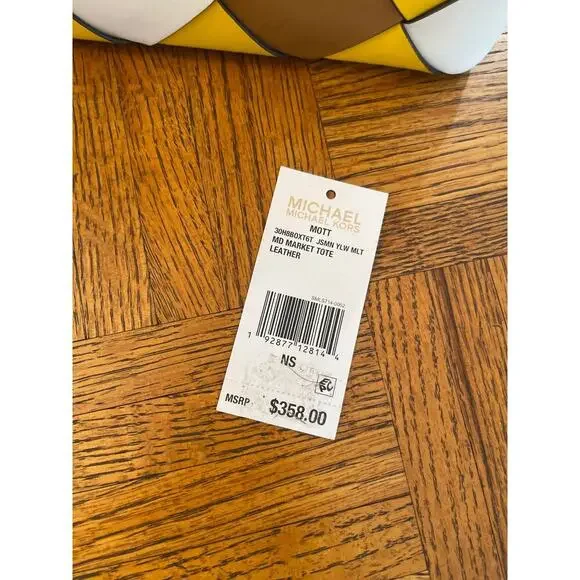 Michael Kors Mott Woven leather tote/shoulder bag in harvest fall colors - Picture 9 of 10